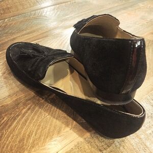 Ann Taylor Black Suede Tassel Loafers